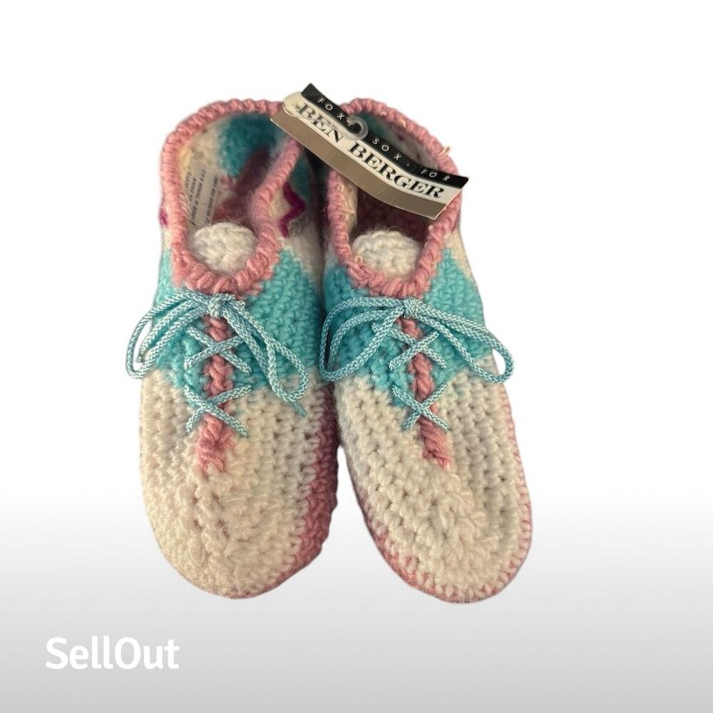 Women’s Hand-Crocheted Multicolor Lace-Up House Slippers One Size Firs All